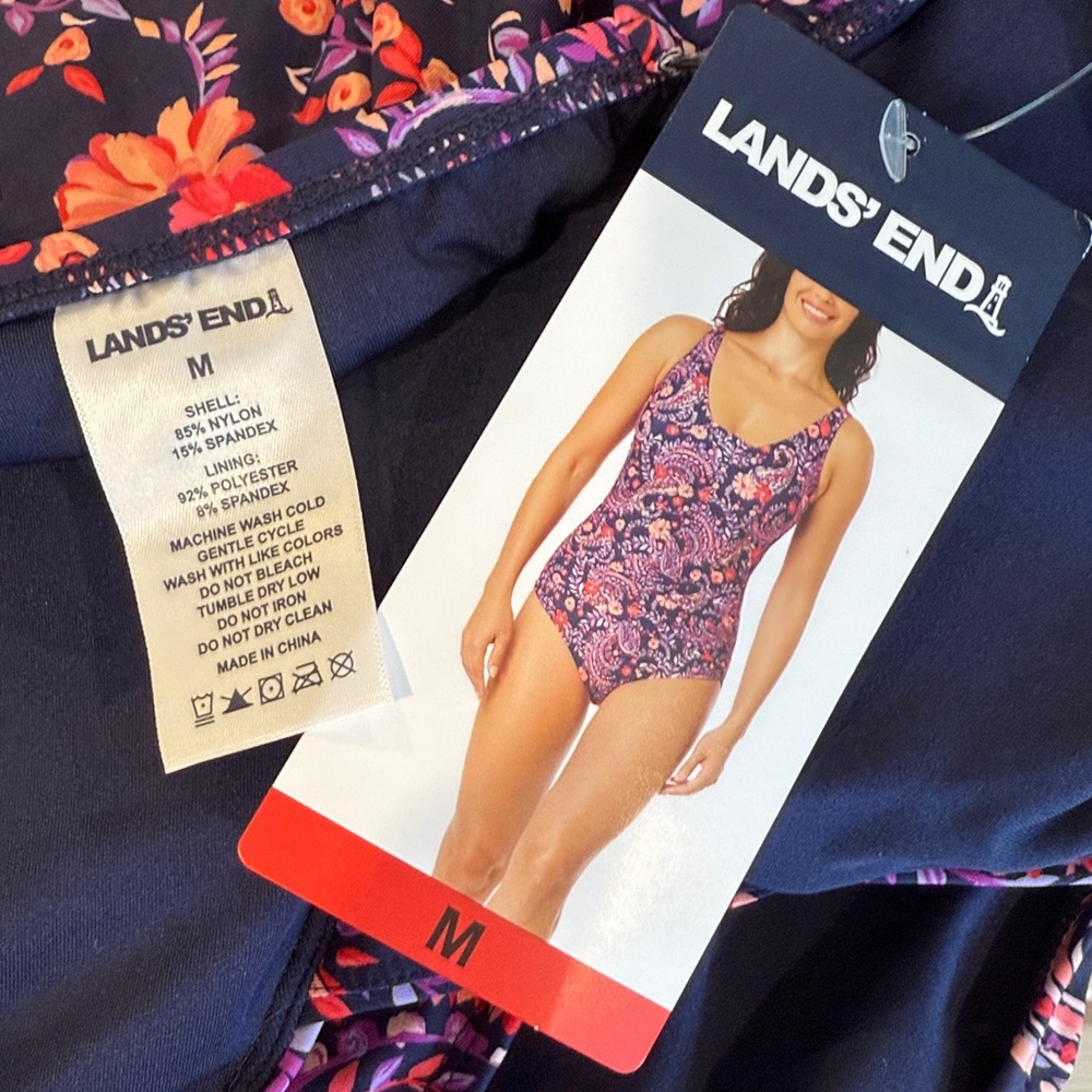 NEW Lands’ End Grecian Slimming Paisley Floral One Piece Swimsuit, M - Picture 6 of 6